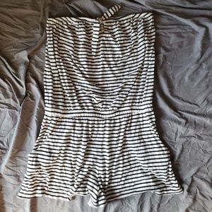 Express Black/White Striped Romper